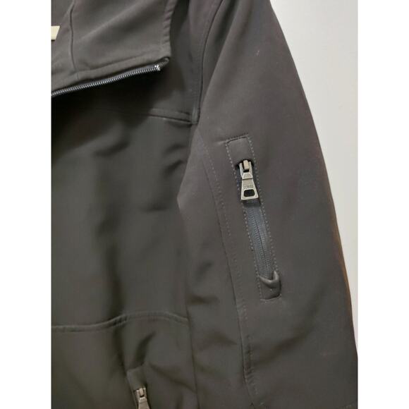 Guess Jacket Mens Extra Large Black Soft Shell‎ Full Zip Hooded Lined - Picture 10 of 14